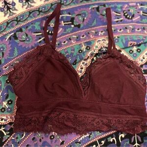 131. Aerie Burgundy Lace Longline Bralette